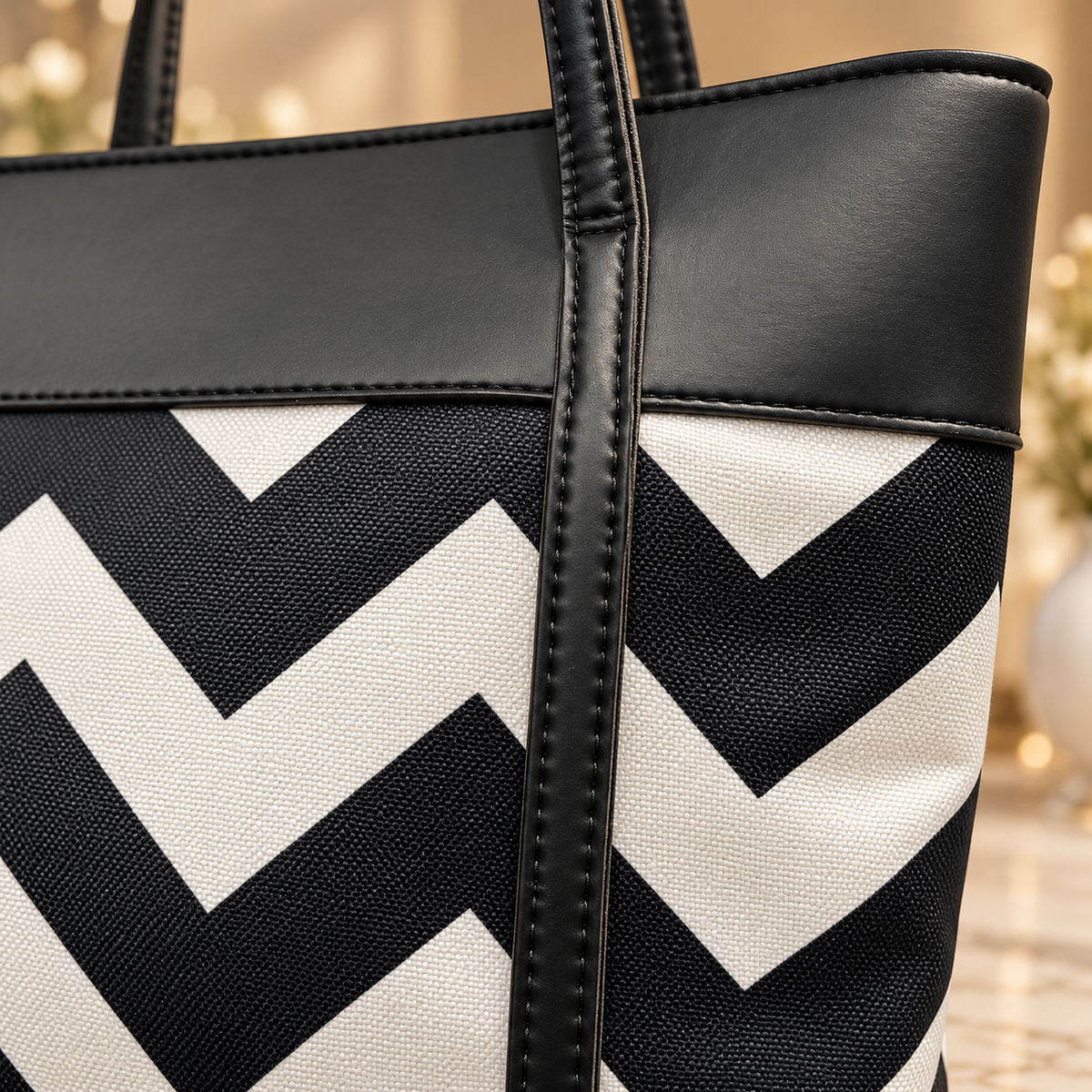 Black & White Chevron Tote Bag
