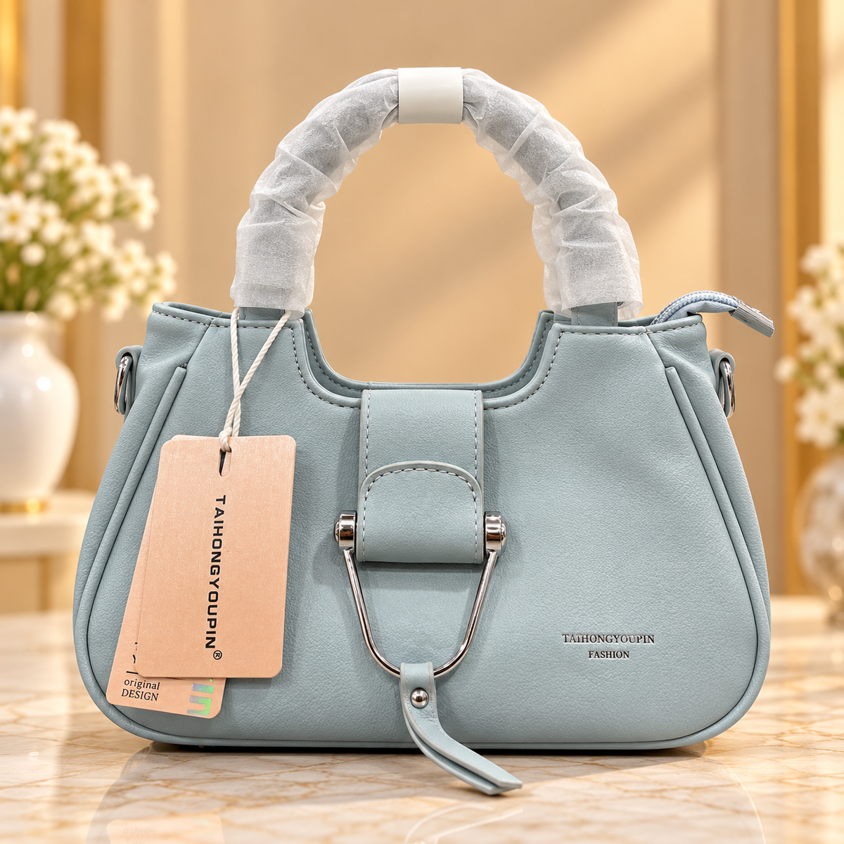 Imported Light Blue Ladies Handbag – Premium China Leather