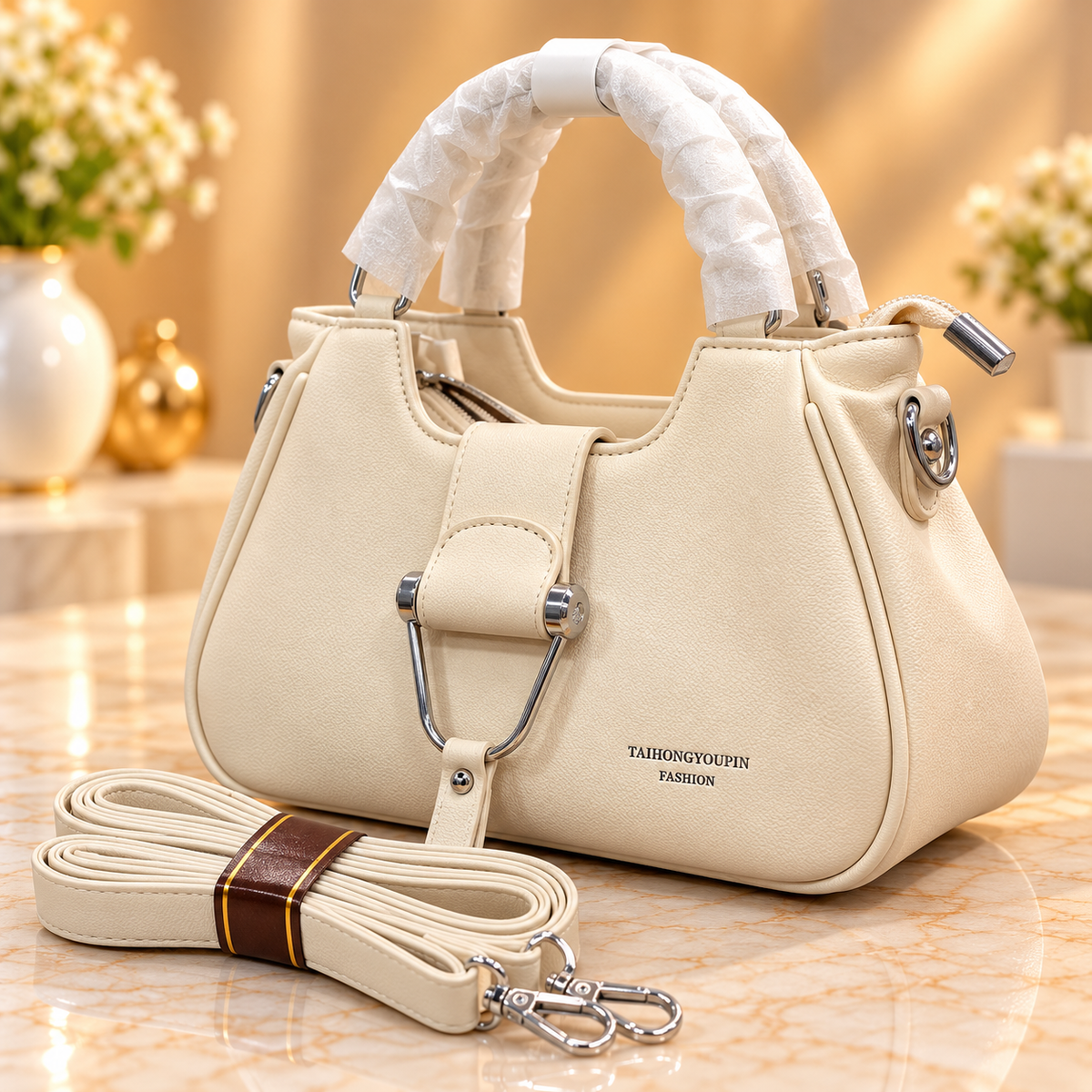 Elegant Imported Handbag – Ivory White