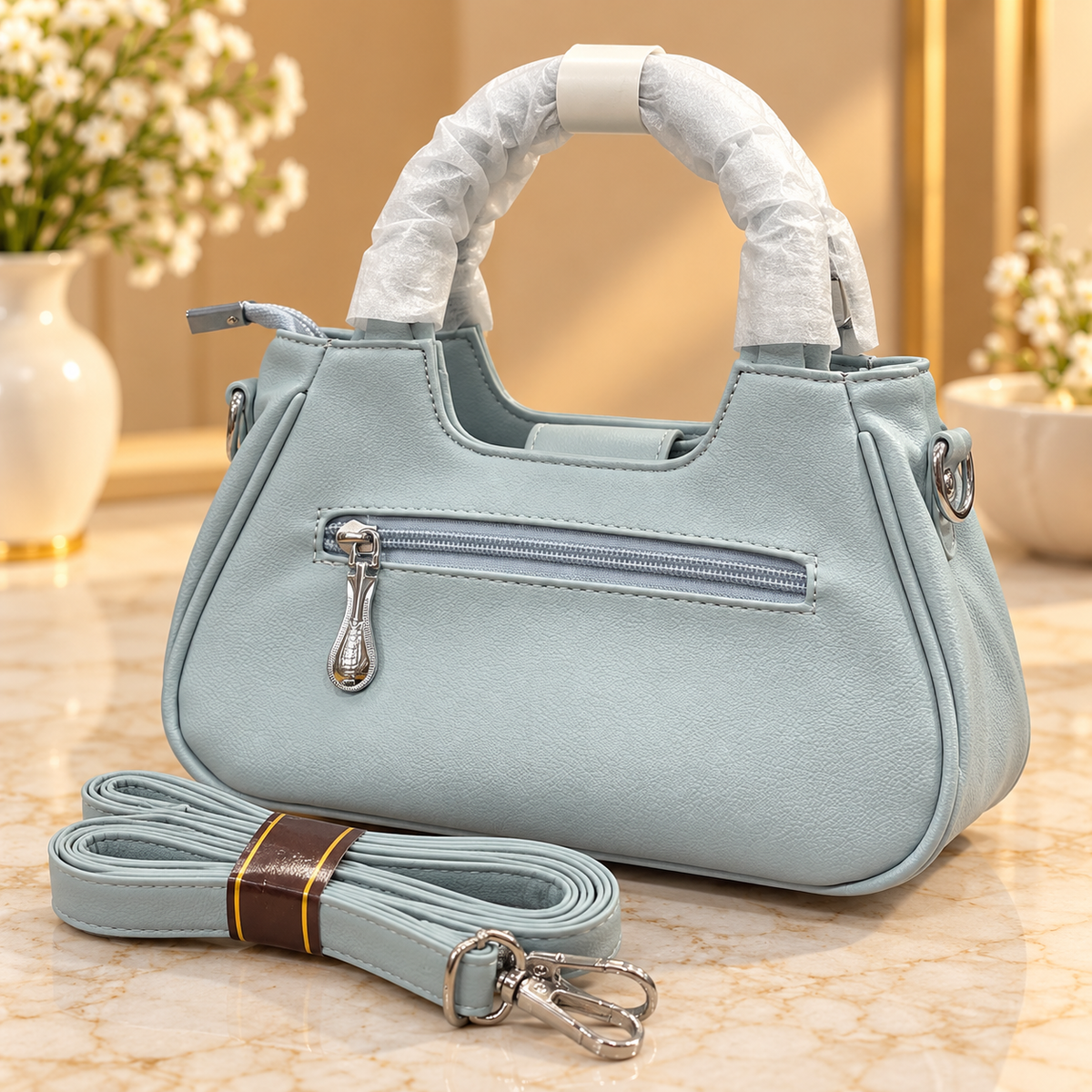 Imported Light Blue Ladies Handbag – Premium China Leather