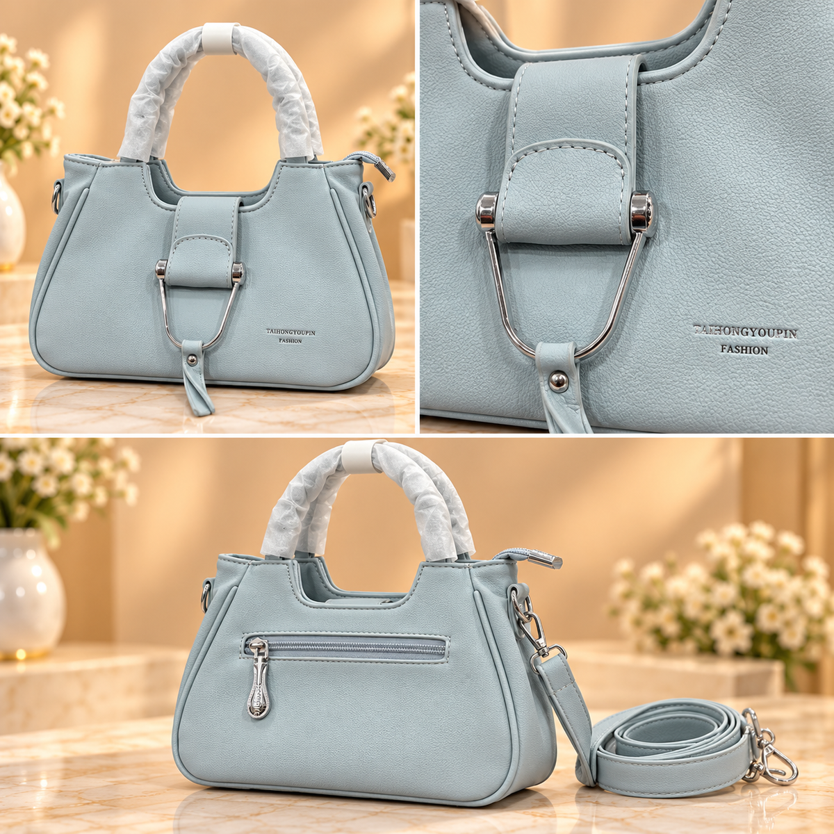 Imported Light Blue Ladies Handbag – Premium China Leather