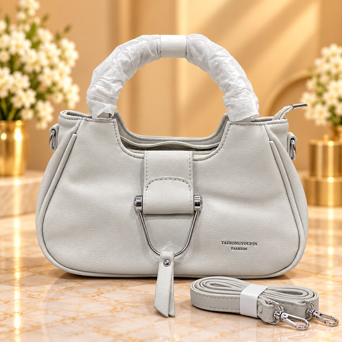 Elegant Light Grey Handbag for Women