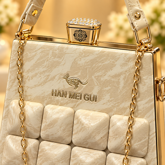 Pearl White Quilted Handbag for Women with Gold Chain Strap